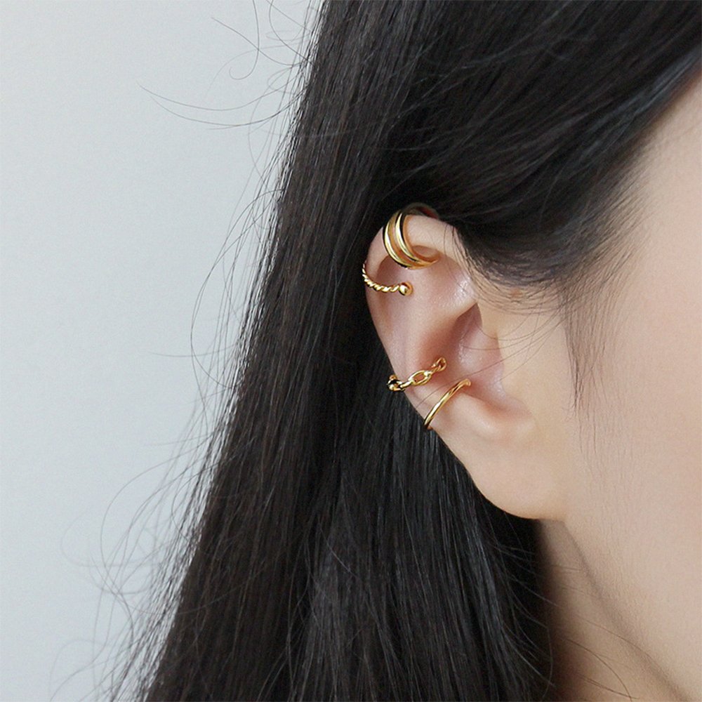 Chris April fine jewelry 925 sterling silver gold plated adjustable simple ear cuff earring