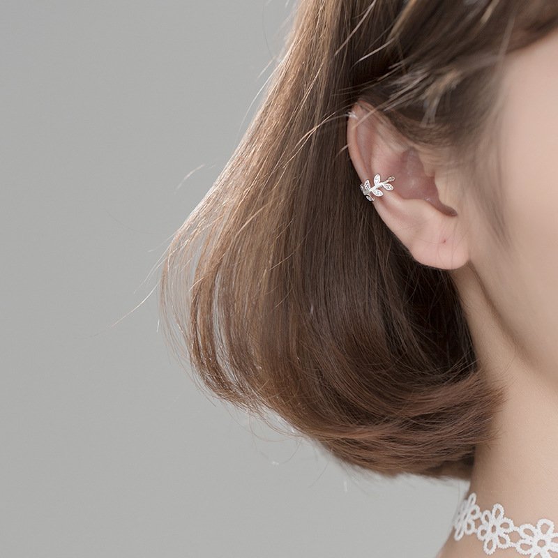 Mylove jewelry 925 sterling silver leaf ear bone clip female cuff earrings no piercing