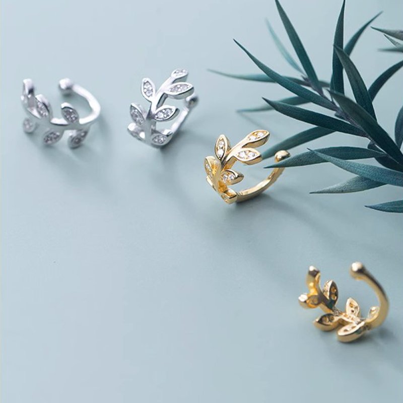 Mylove jewelry 925 sterling silver leaf ear bone clip female cuff earrings no piercing