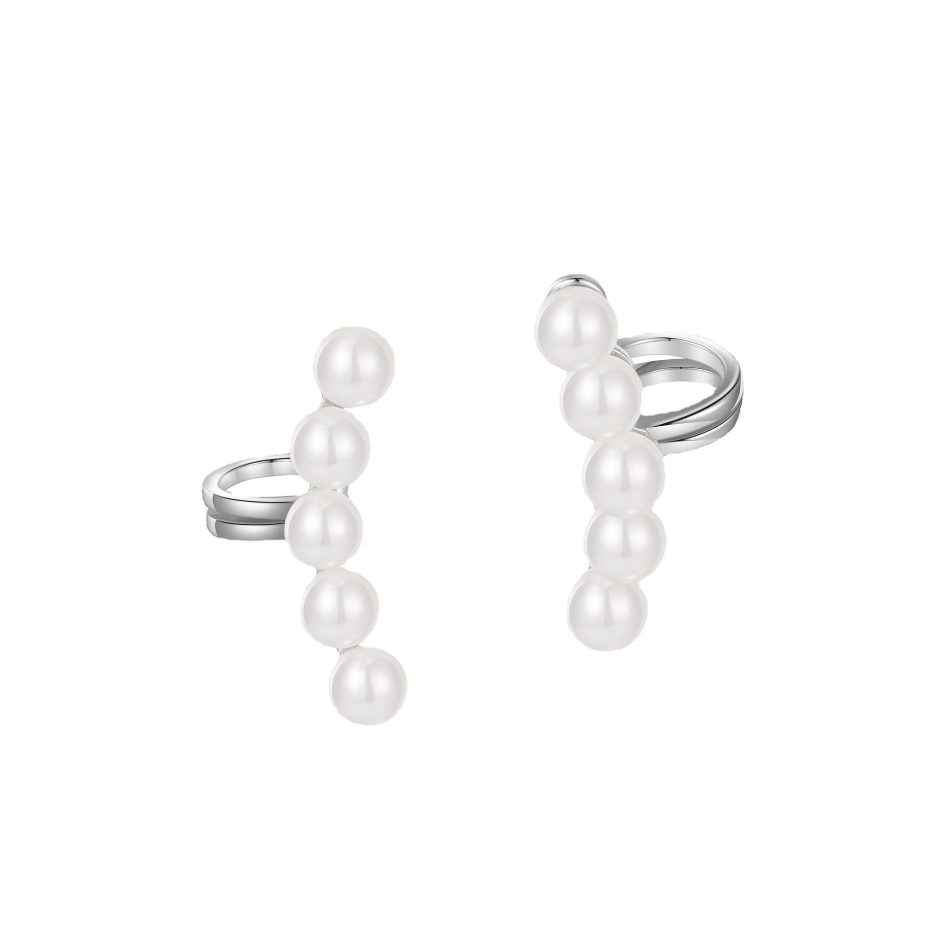 Rainbowking New Design Personality Five Freshwater Pearl No Piercing Ear Cuff Earrings S925 Sterling Silver Jewelry For Women