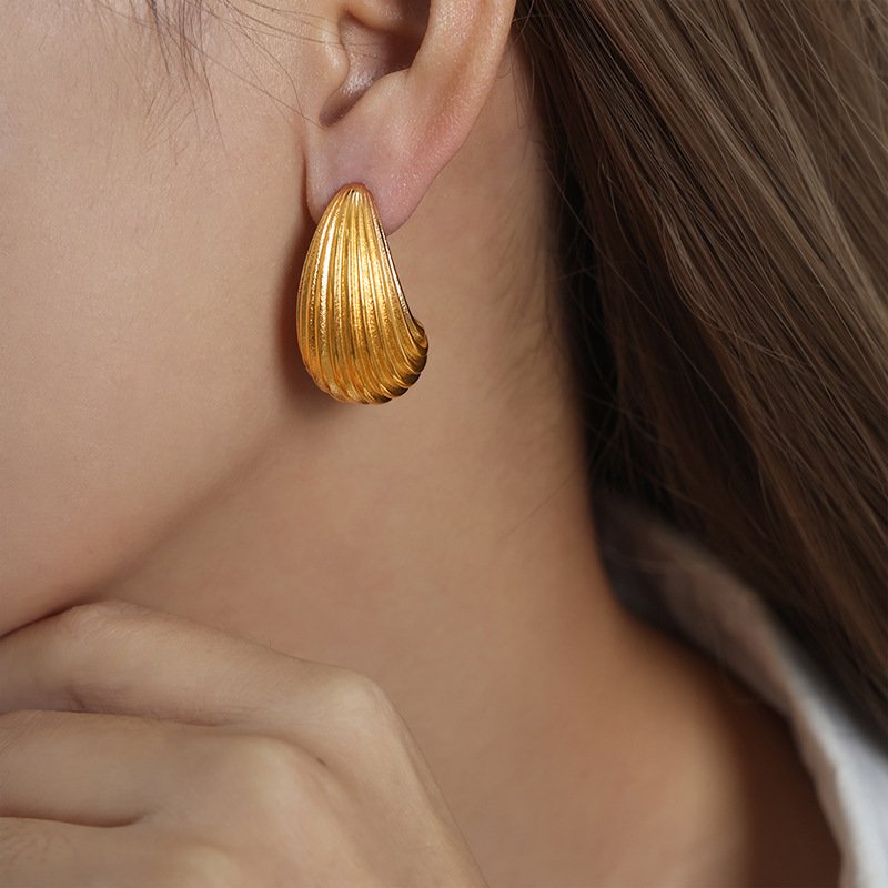 waterproof non tarnish stainless steel minimalist water drop earrings stainless steel wholesale earrings