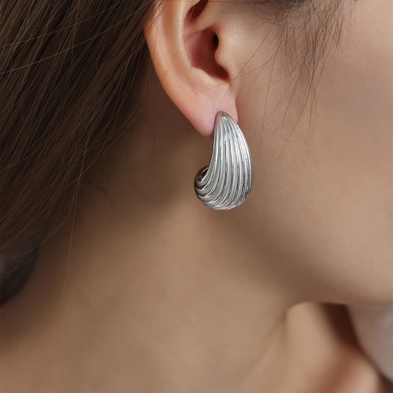 waterproof non tarnish stainless steel minimalist water drop earrings stainless steel wholesale earrings