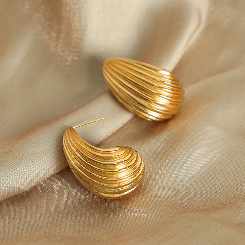 waterproof non tarnish stainless steel minimalist water drop earrings stainless steel wholesale earrings