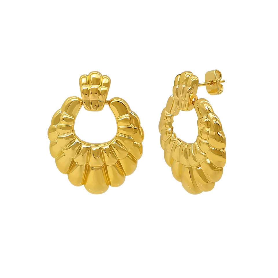 Fashionable Jewelry Plain Brass Earrings With Unique Design For Woman Big Nice Gold Color Plated Brass Earring Wholesale