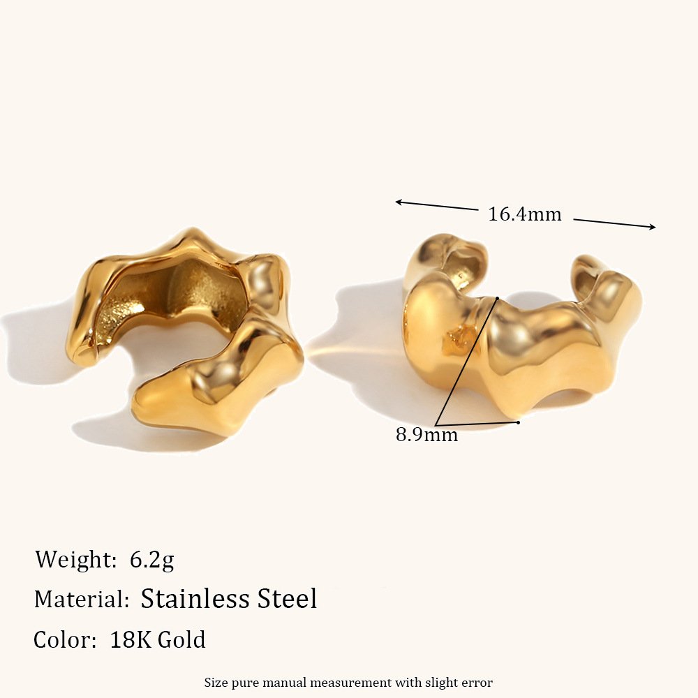 Minimalist Jewelry Ear Cuff Earrings 18K Gold Plated Jewelry Waterproof Stainless Steel Fashion Cuff Earrings