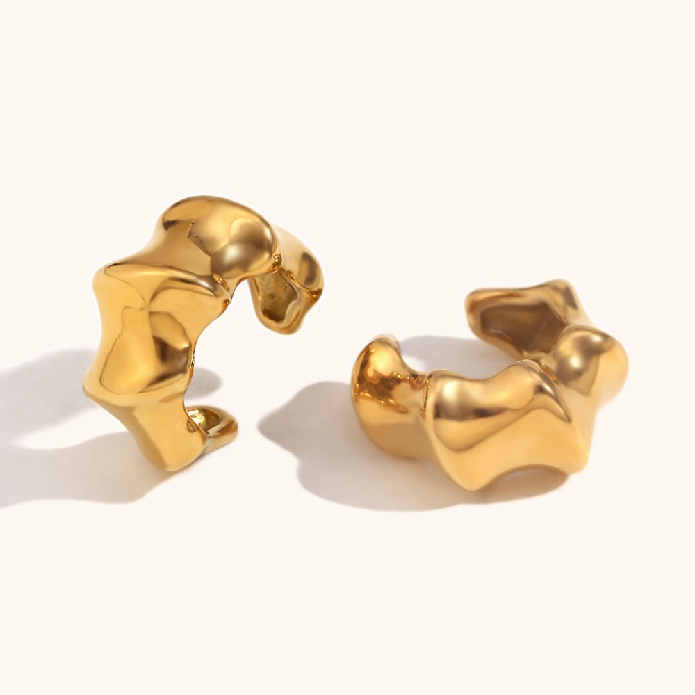 Minimalist Jewelry Ear Cuff Earrings 18K Gold Plated Jewelry Waterproof Stainless Steel Fashion Cuff Earrings