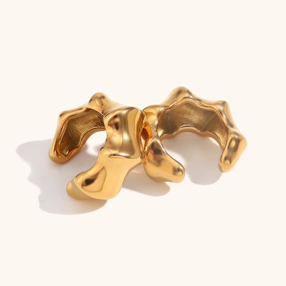 Minimalist Jewelry Ear Cuff Earrings 18K Gold Plated Jewelry Waterproof Stainless Steel Fashion Cuff Earrings