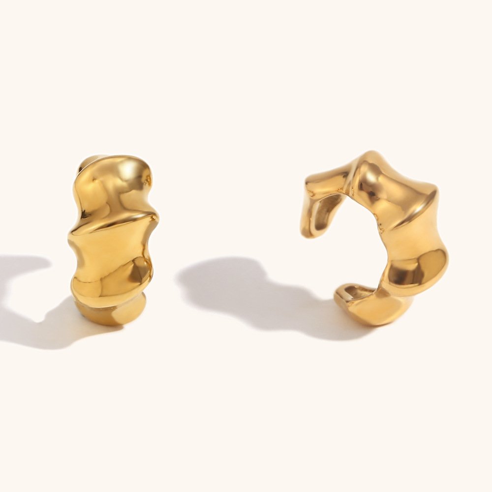 Minimalist Jewelry Ear Cuff Earrings 18K Gold Plated Jewelry Waterproof Stainless Steel Fashion Cuff Earrings
