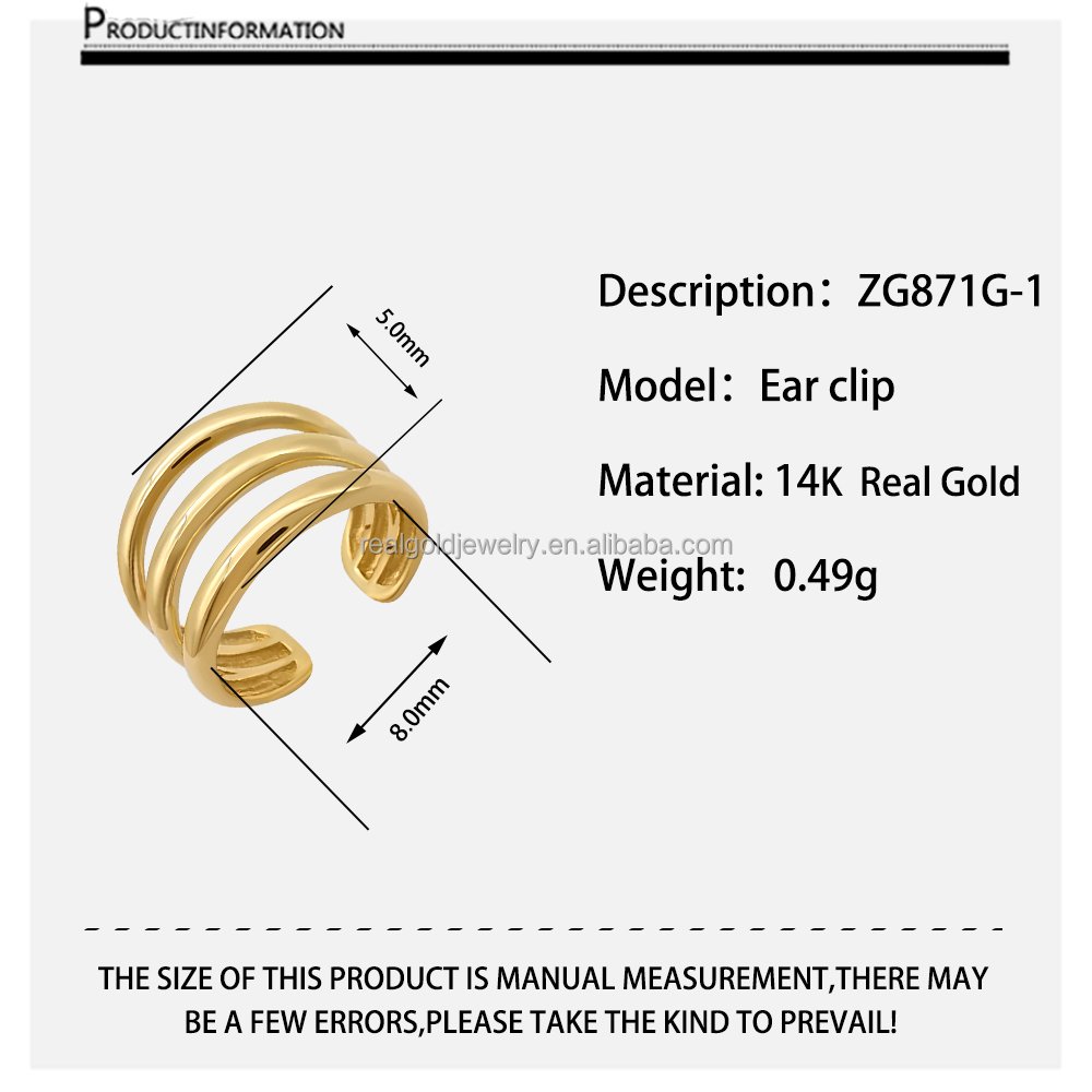 New Arrival 14k Solid Gold Simple Design Stud Earring Screw Back Ear Clip for Women for Christmas Girlfriend Birthday Gift