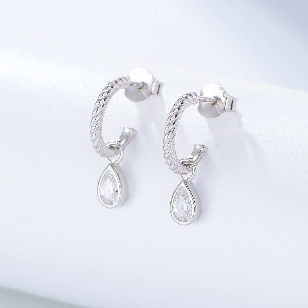 2024 new design funky 14k gold plated twisted cuff pear cz drop charm fancy earring