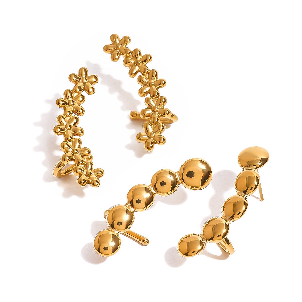 18K Gold Minimalist Ear Cuff Earrings High Polish Waterproof and Non-Tarnish Cute Chubby Design