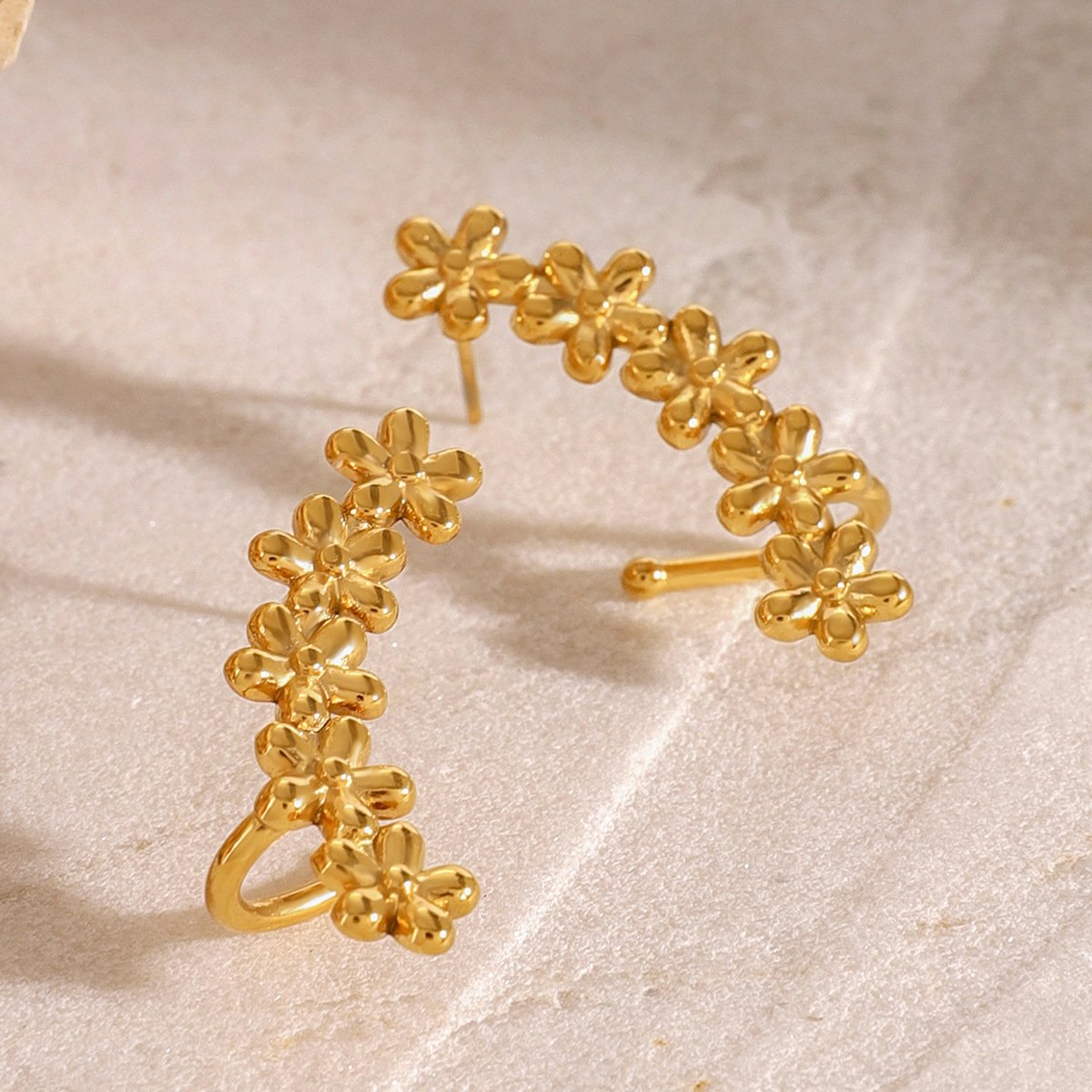18K Gold Minimalist Ear Cuff Earrings High Polish Waterproof and Non-Tarnish Cute Chubby Design