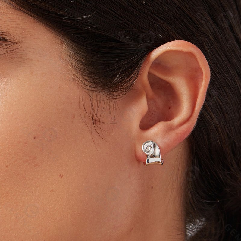 925 sterling silver stud earrings Conch sea snail shape stud earrings