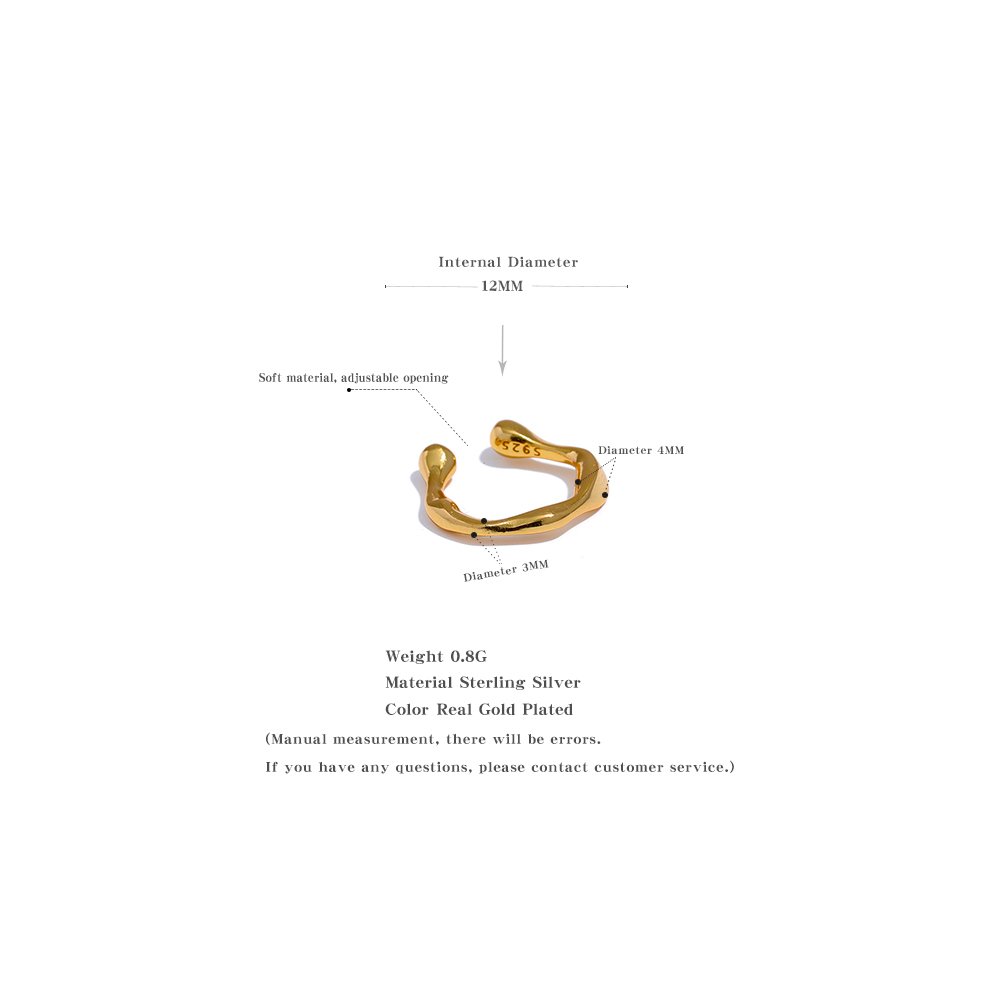 JINYOU 072 1PC Minimalist Sterling Silver Ear Bone Adjustable Accessories Fashion Metal Fine Jewelry Non Pierced Earrings