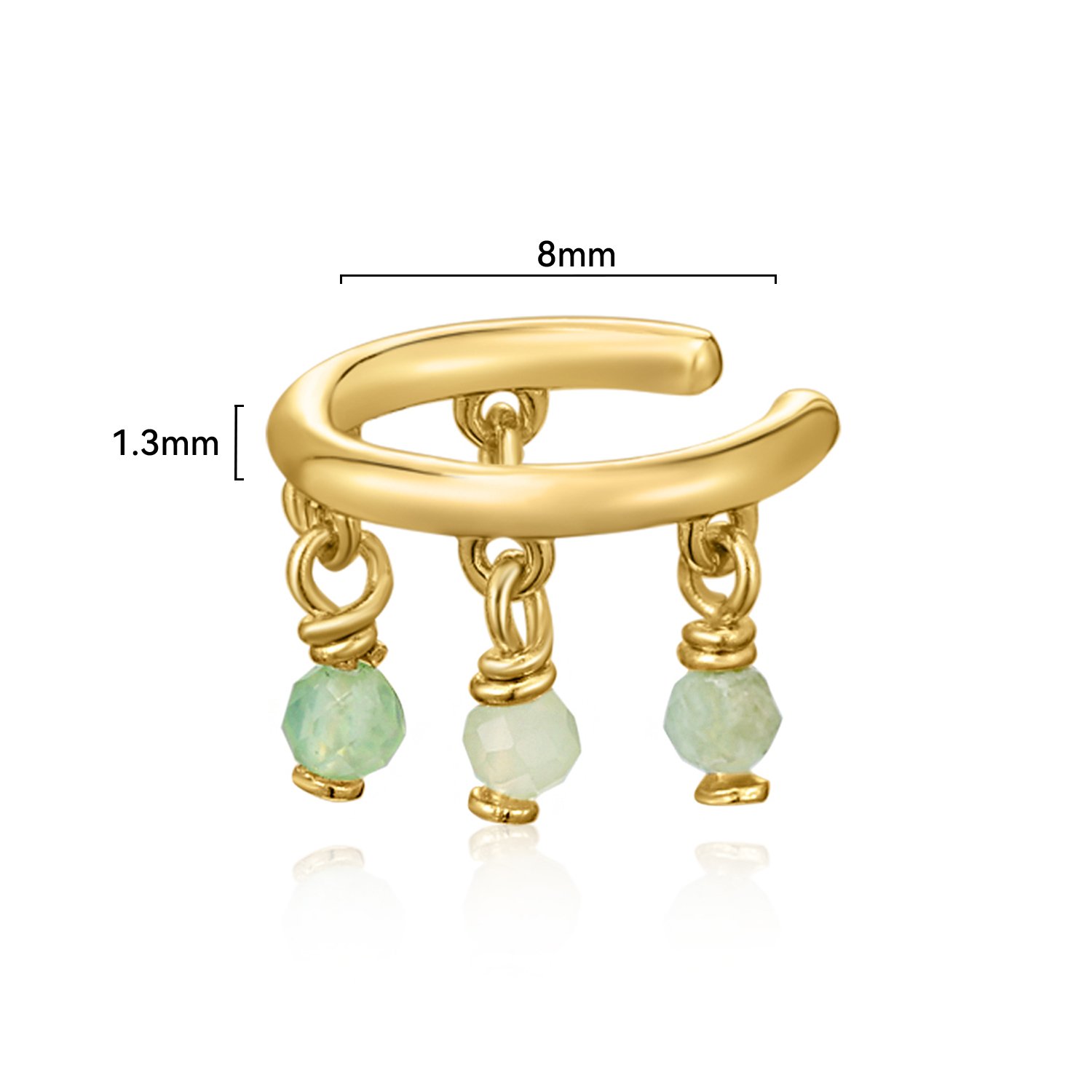 Mercery Ear Cuff Earrings Natural Jade Jewellery Sterling Silver 925 Jewelry 14K Gold Plated Earrings For Women