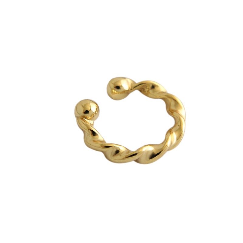 2022 NEW 925 Sterling Silver Fashion Simple Plain Twisted Mobiu Earring Ear Cuff with Gold Plated jewelry