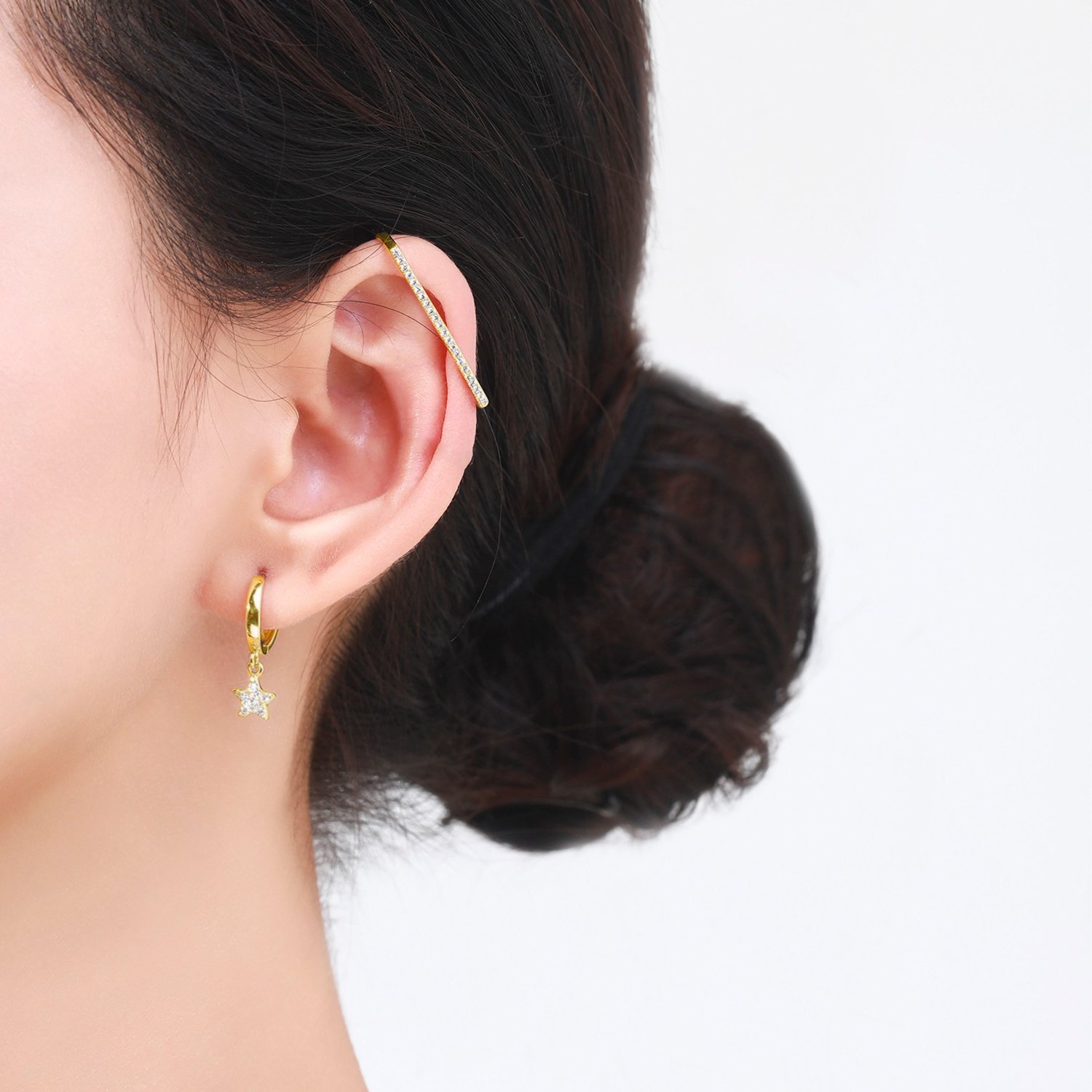 1 Piece 925 Sterling Silver Gold Color Circle Fashion Clips Earrings Tiny Cuff Earrings For Women Girl Fine Jewelry