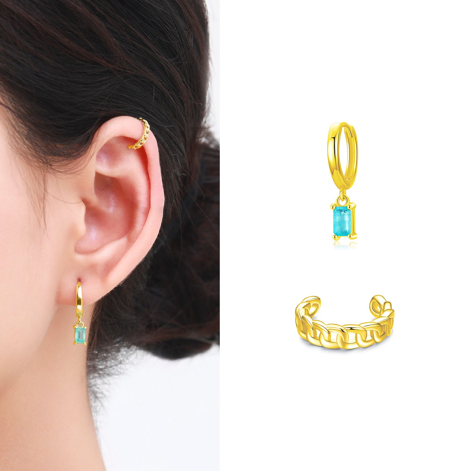 1 Piece 925 Sterling Silver Gold Color Circle Fashion Clips Earrings Tiny Cuff Earrings For Women Girl Fine Jewelry