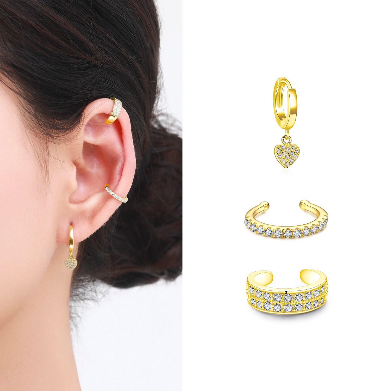 1 Piece 925 Sterling Silver Gold Color Circle Fashion Clips Earrings Tiny Cuff Earrings For Women Girl Fine Jewelry