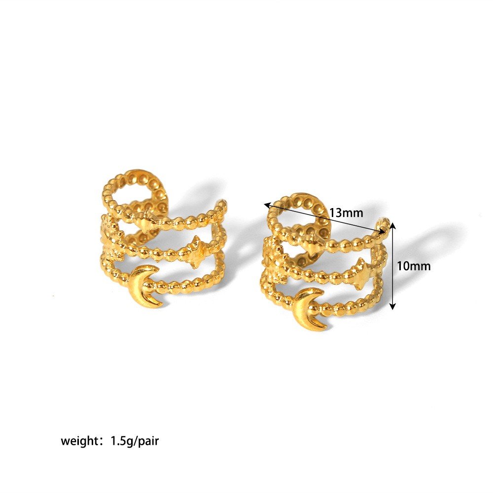 Ins 18K Gold Silver PVD Plated Stainless Steel Ear Cuff non-pierced earrings For Women Waterproof Hypoallergenic