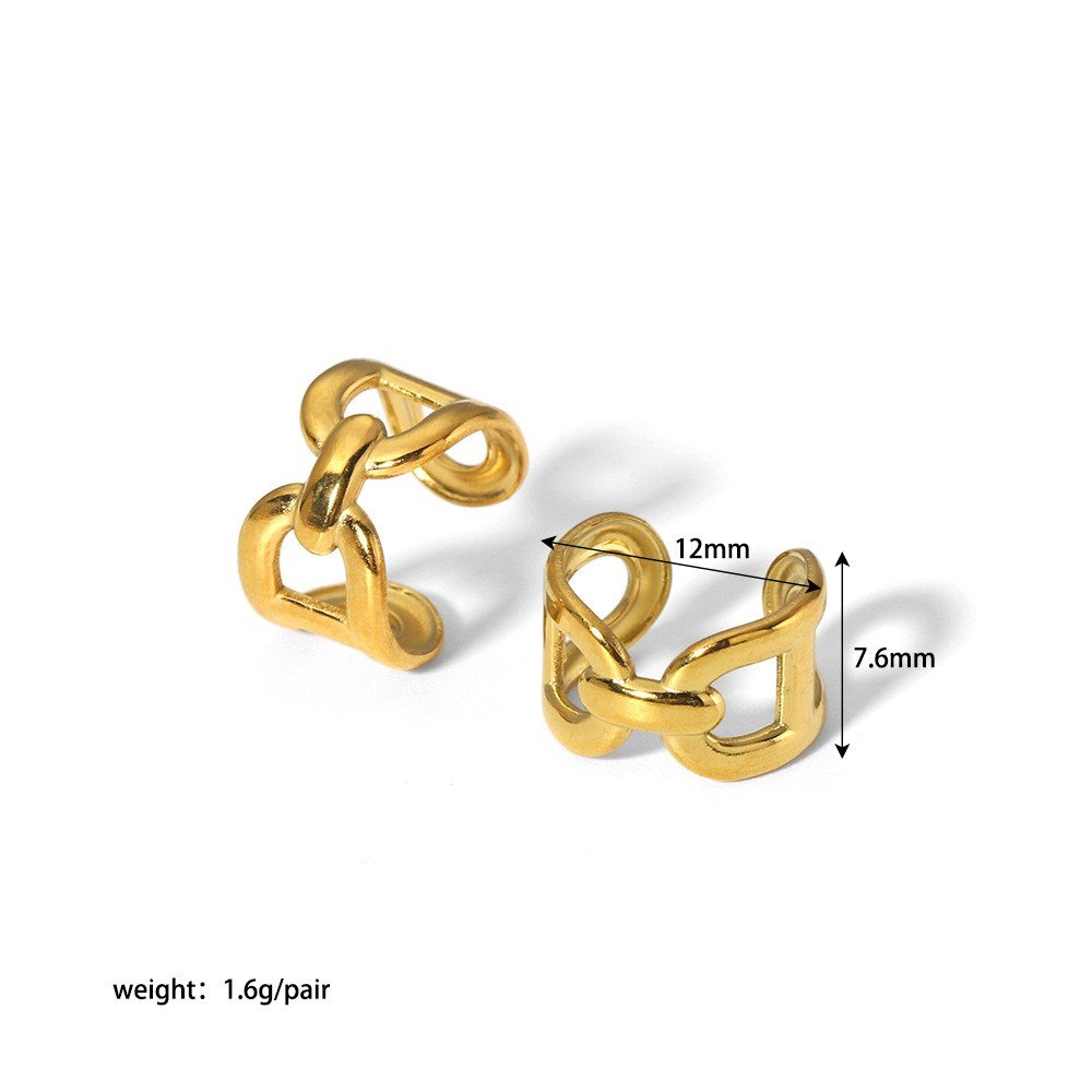 Ins 18K Gold Silver PVD Plated Stainless Steel Ear Cuff non-pierced earrings For Women Waterproof Hypoallergenic