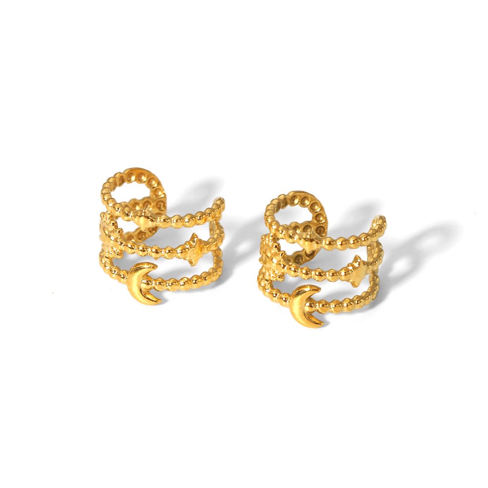 Ins 18K Gold Silver PVD Plated Stainless Steel Ear Cuff non-pierced earrings For Women Waterproof Hypoallergenic