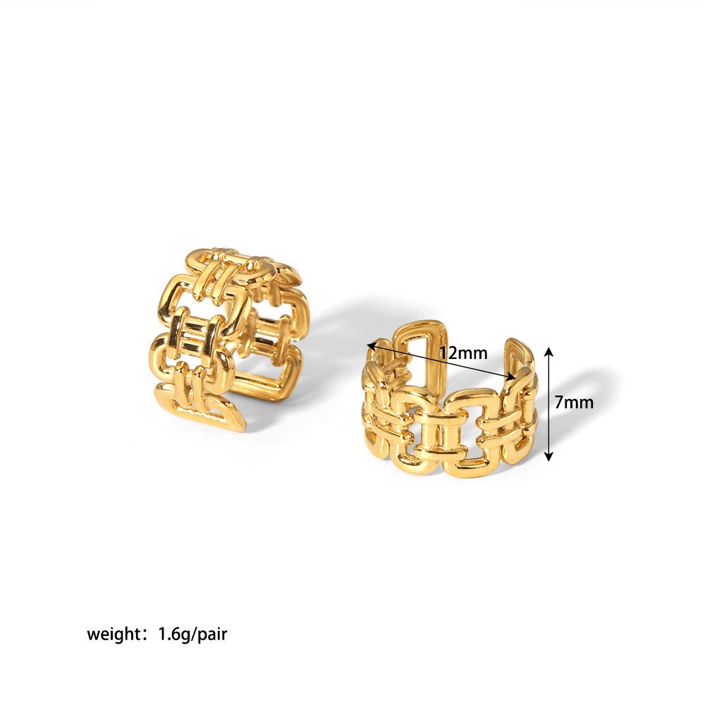 Ins 18K Gold Silver PVD Plated Stainless Steel Ear Cuff non-pierced earrings For Women Waterproof Hypoallergenic