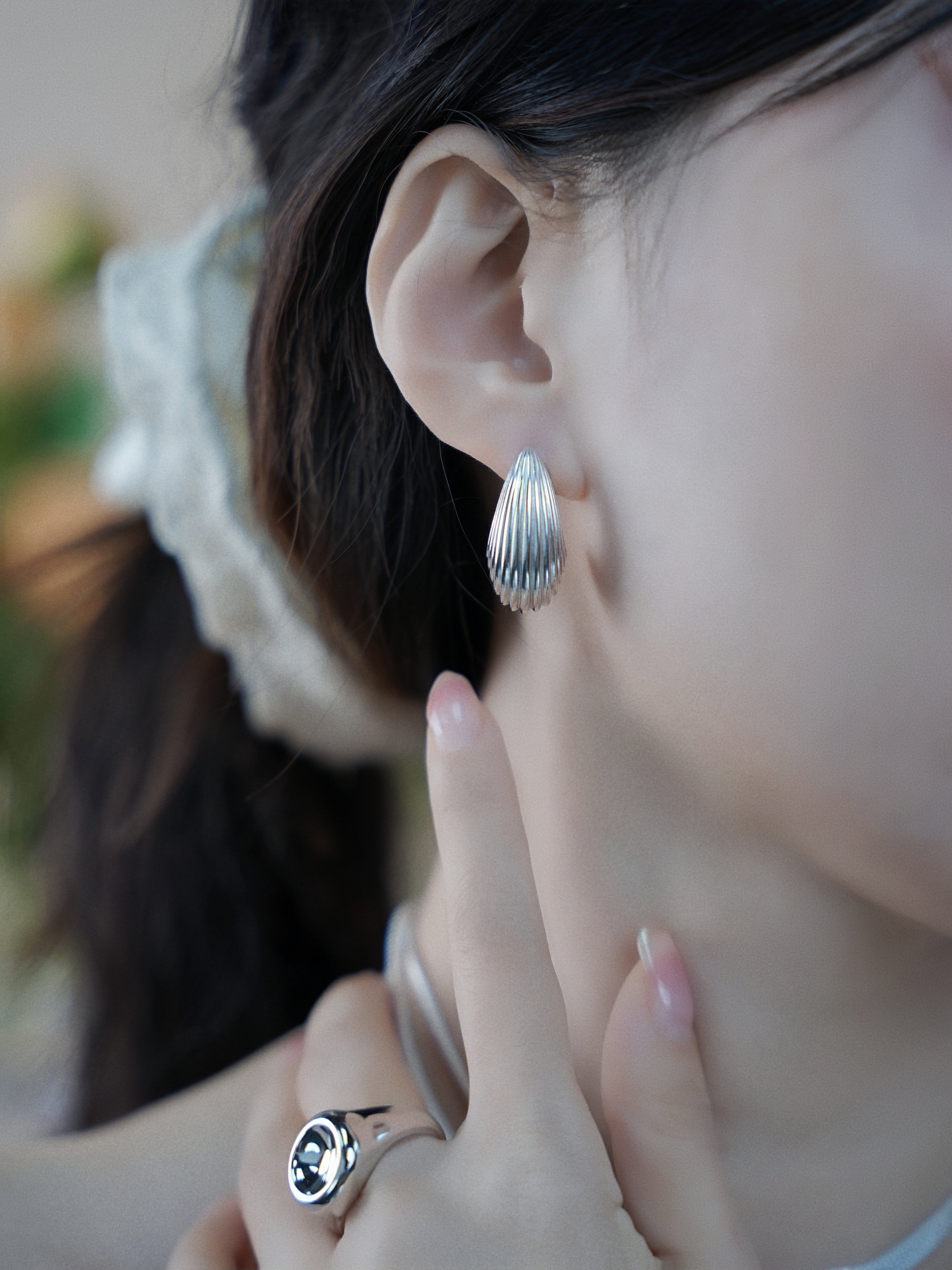 Silver-Plated Spiral Water Drop Shape Stud Earrings Freshwater Pearl Copper Brass Religious Style Parties Anniversaries Gifts