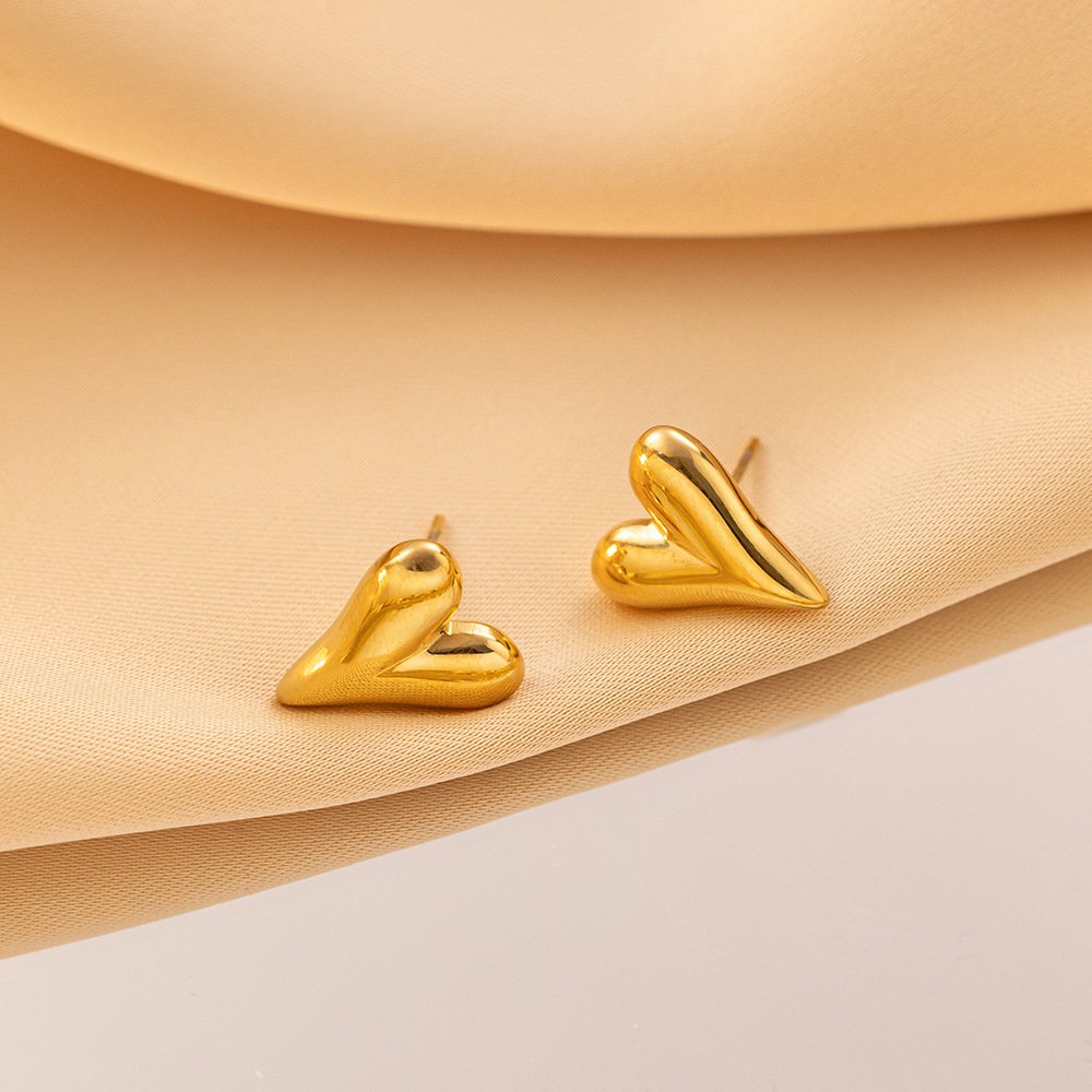 Waterproof 18K Gold Plated Stainless Steel Heart Shape Pendant Necklace Bracelet Earrings Fine Fashion Jewelry Sets For Women