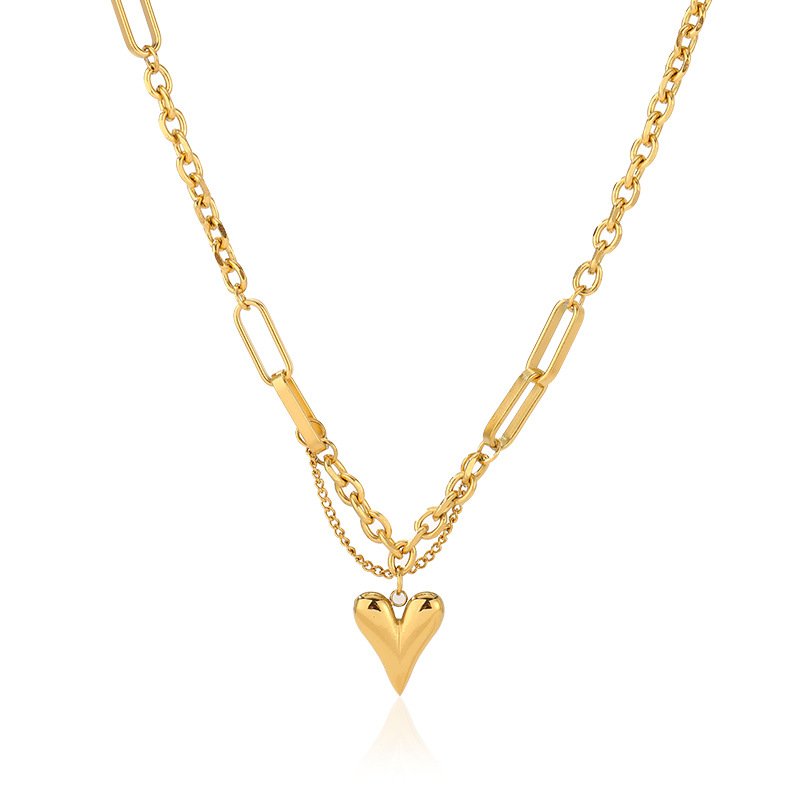 Waterproof 18K Gold Plated Stainless Steel Heart Shape Pendant Necklace Bracelet Earrings Fine Fashion Jewelry Sets For Women