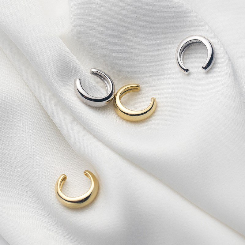 925 Sterling Silver Minimalist Ear Cuffs Trendy 18K Gold Plated Clip on Earrings Fine Jewelry for Women Men