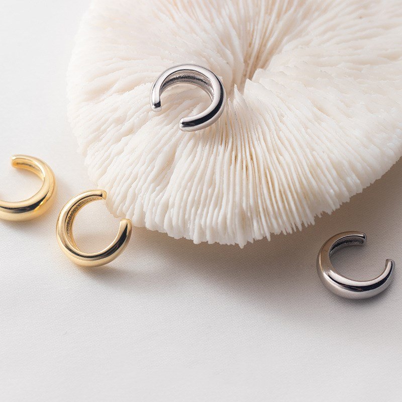 925 Sterling Silver Minimalist Ear Cuffs Trendy 18K Gold Plated Clip on Earrings Fine Jewelry for Women Men