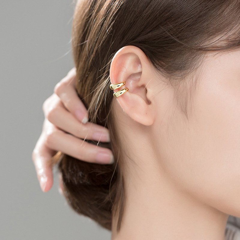 925 Sterling Silver Minimalist Ear Cuffs Trendy 18K Gold Plated Clip on Earrings Fine Jewelry for Women Men