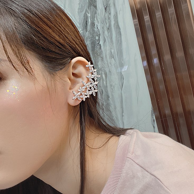WALSTER 100% 925 Sterling Silver Sparkling High Carbon Diamond Lilac Cuff Earrings For Women Fine Jewelry Party Wholesale
