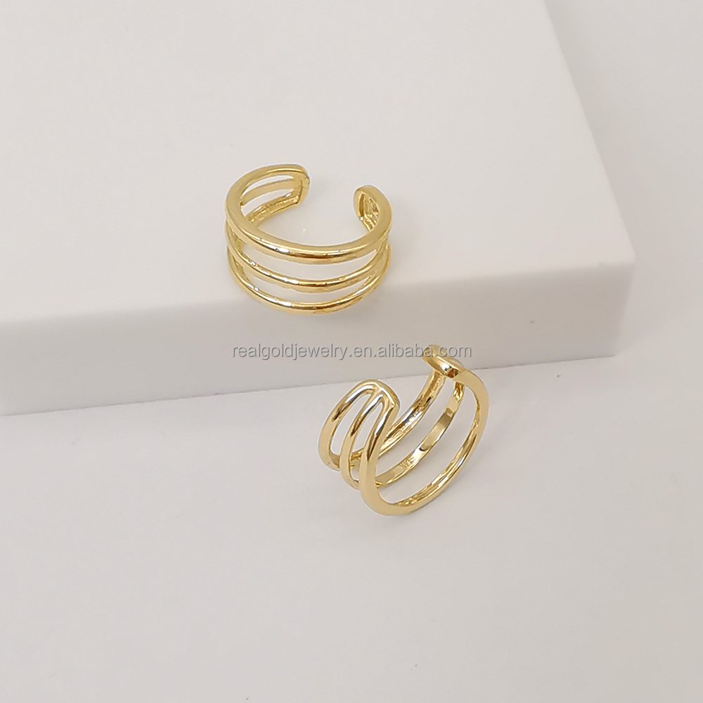 14K Solid Gold Cuff Earrings Trendy Real Plain Gold 14k 18k Earring Body Jewelry Fine Jewelry Wholesale