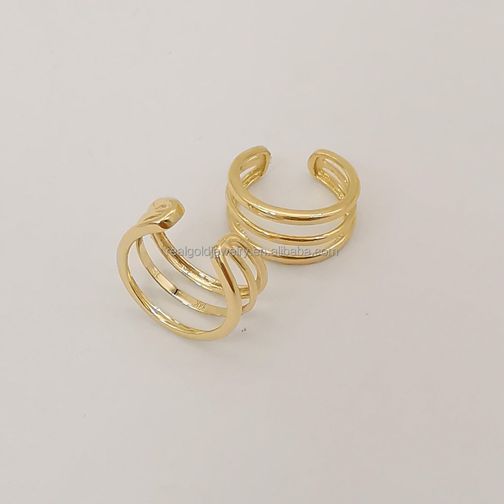 14K Solid Gold Cuff Earrings Trendy Real Plain Gold 14k 18k Earring Body Jewelry Fine Jewelry Wholesale