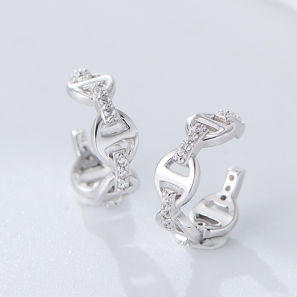 hip hop fine jewelry psj S925 Sterling silver 14k gold plated Zircon zirconia pig nose stud cuff Earrings for women girls