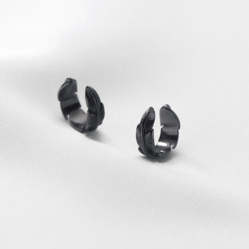 Retro Punk Style 925 Sterling Silver Feather Women Men Cuff Earrings For Women Gifts Fine Jewelry