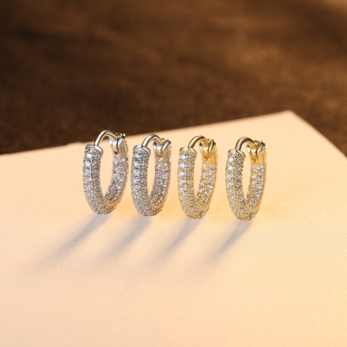 CZCITY Fashion Gold Hoop Cz Huggie Plated Woman Iced Out Trendy Silver Jewellery Wholesale Earring Cuff