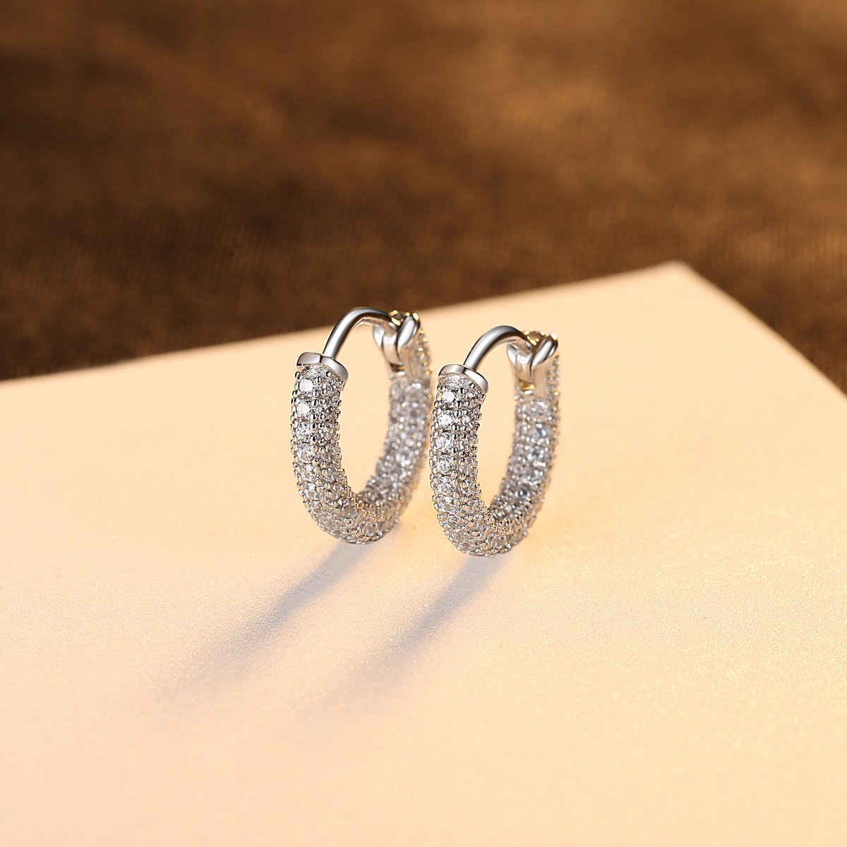 CZCITY Fashion Gold Hoop Cz Huggie Plated Woman Iced Out Trendy Silver Jewellery Wholesale Earring Cuff