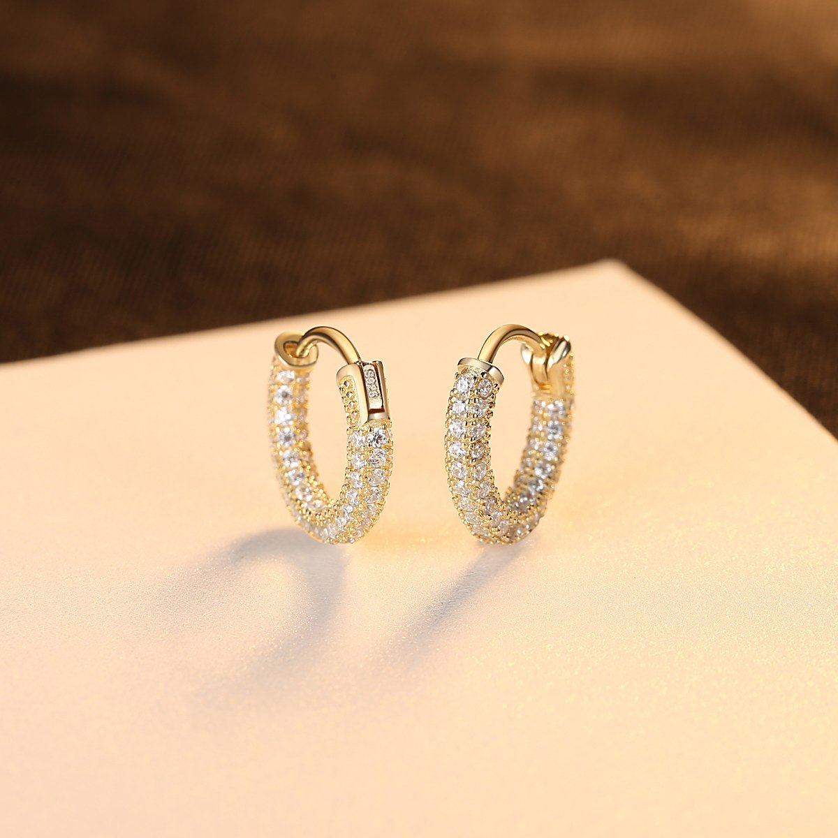 CZCITY Fashion Gold Hoop Cz Huggie Plated Woman Iced Out Trendy Silver Jewellery Wholesale Earring Cuff