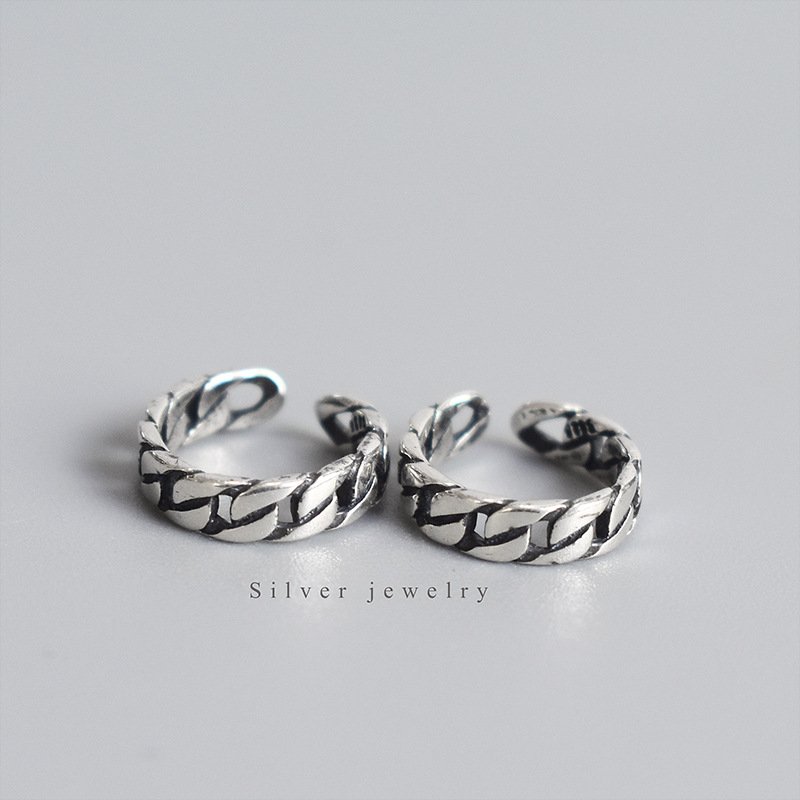 GP Ear cuff S925 sterling silver curb chain cuban twisted link cuff earrings ladies fashion women permanent jewelry earrings