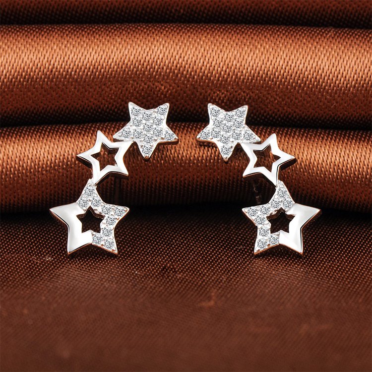 New Arrival Star Ear Climber Earrings 925 Sterling Silver Ear cuff For Women