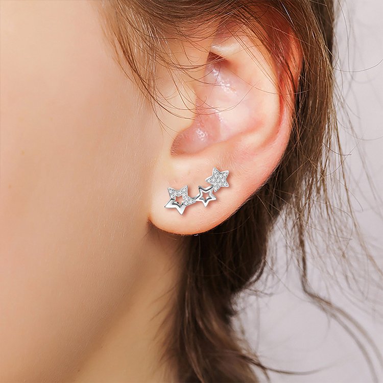 New Arrival Star Ear Climber Earrings 925 Sterling Silver Ear cuff For Women