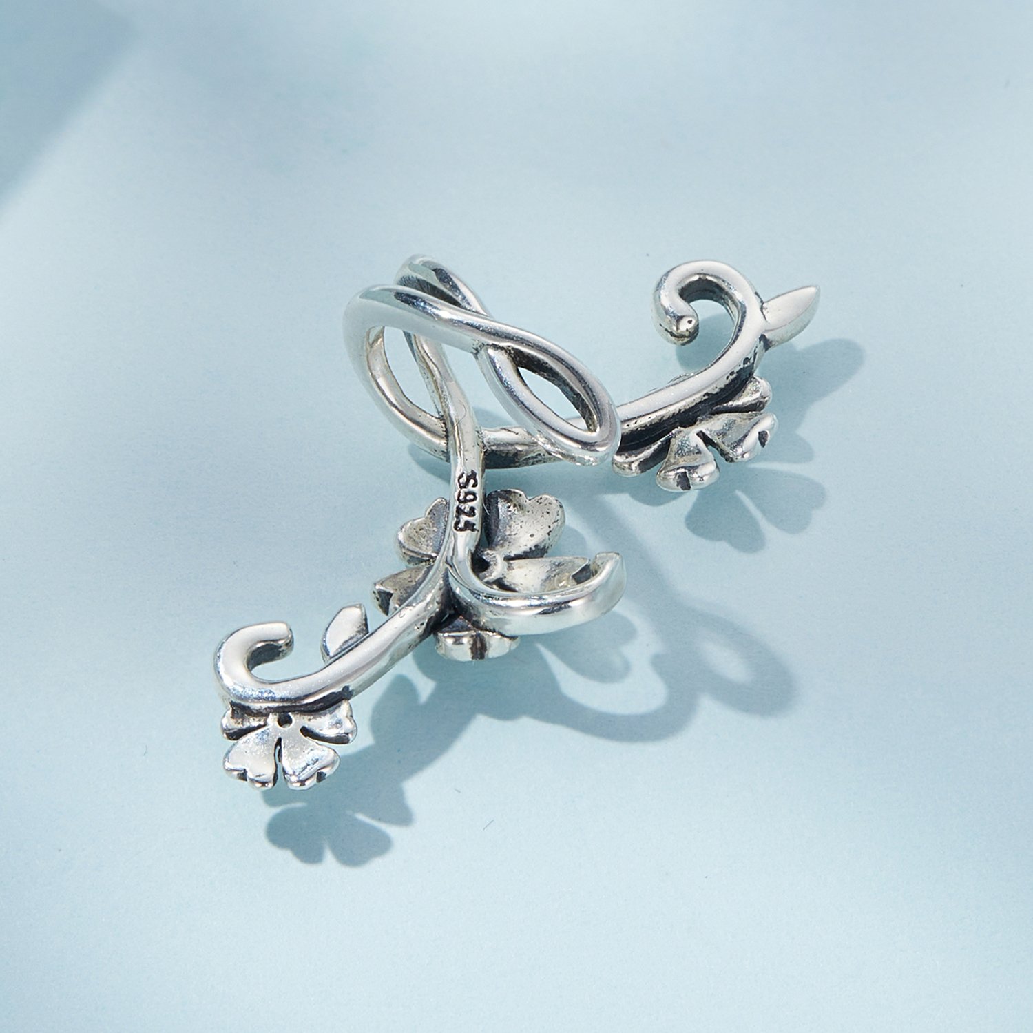 Patterned Ear Bone Clip Without Ear Hole Personality Unilateral S925 Silver Ear Clip earrings SCE1512