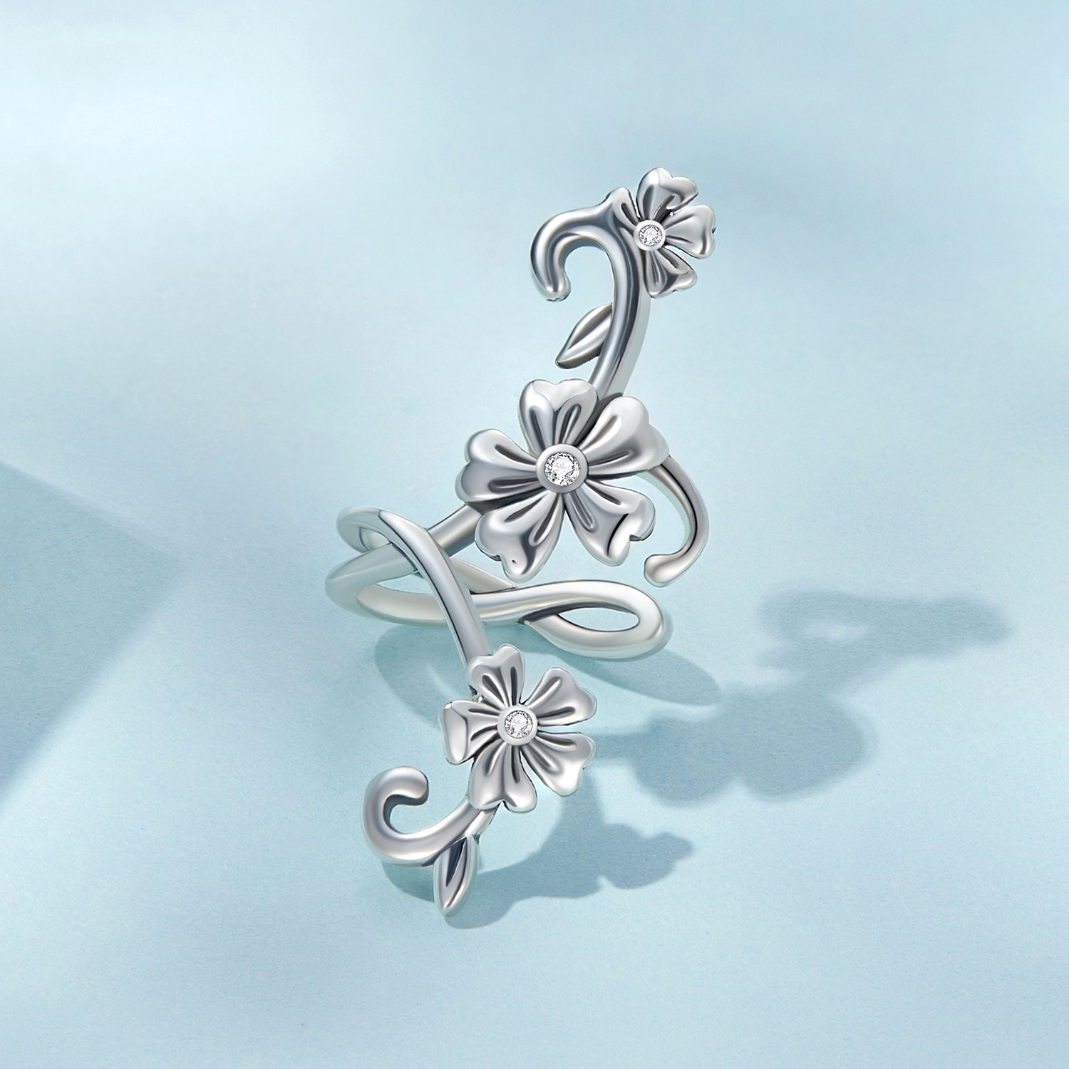 Patterned Ear Bone Clip Without Ear Hole Personality Unilateral S925 Silver Ear Clip earrings SCE1512