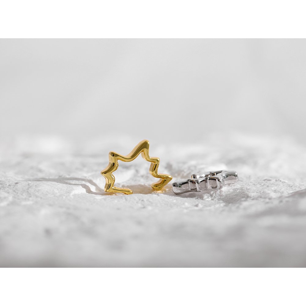 JINYOU 055 Personalised Gold Twist Jewelry 925 Sterling Silver Earrings Statement Ear Cuff Earrings Women