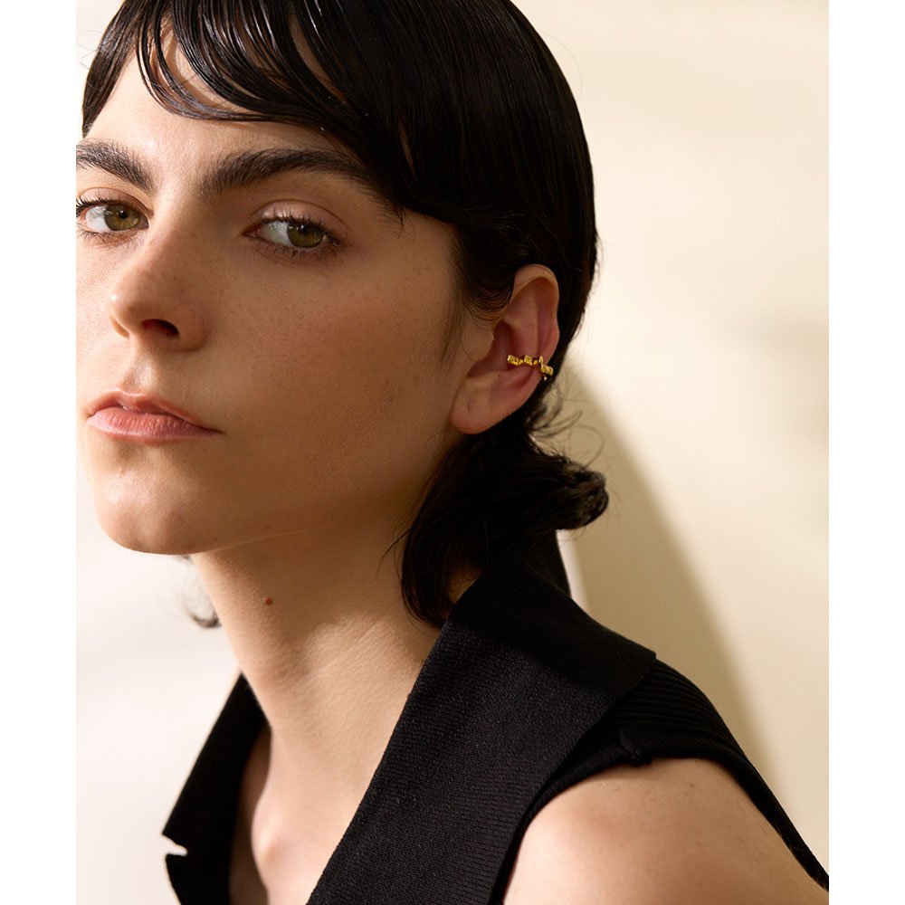 JINYOU 055 Personalised Gold Twist Jewelry 925 Sterling Silver Earrings Statement Ear Cuff Earrings Women
