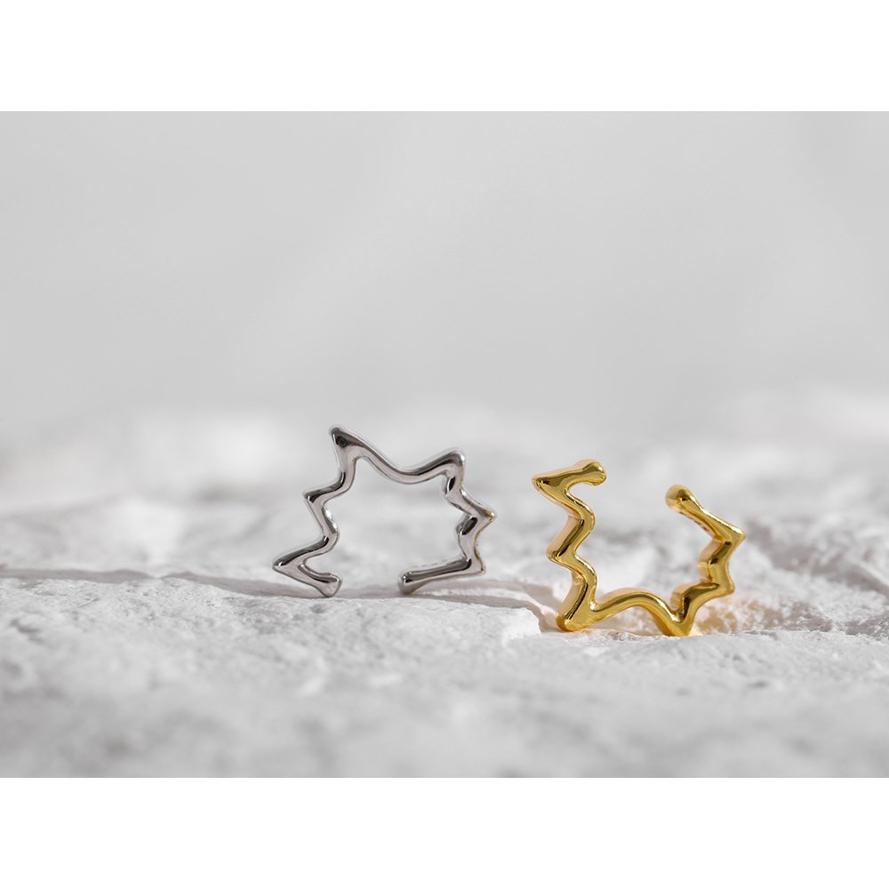 JINYOU 055 Personalised Gold Twist Jewelry 925 Sterling Silver Earrings Statement Ear Cuff Earrings Women