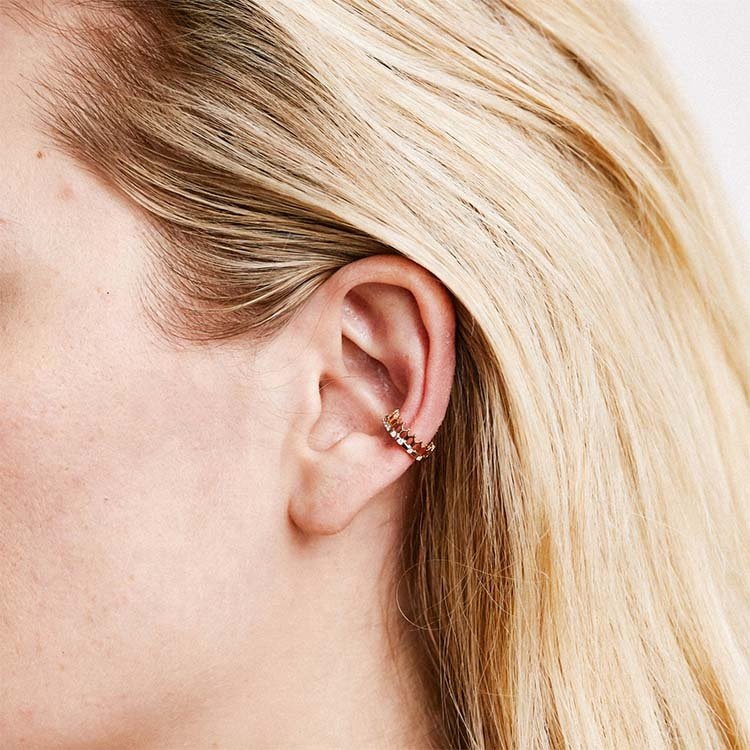 Luxury Earcuff Jewellery 18k Gold CZ Ear Cuff Earring 925 Sterling Silver